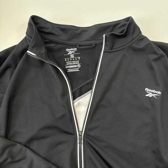 Reebok Track Jacket Identity Black White Back Vector Reecycled Speedwick Size 4X - Picture 6 of 13